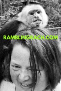 Rambling Rach holding a monkey