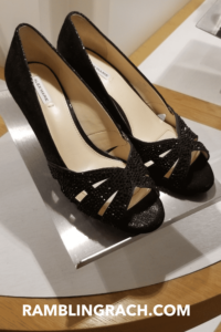 Sparkly black wedge heels