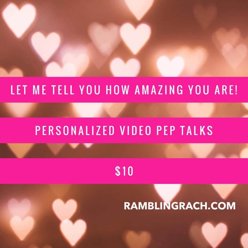 Hire me for a pep talk! For $10 I'll send you a hype video you can replay anytime you need some cheerleading. 