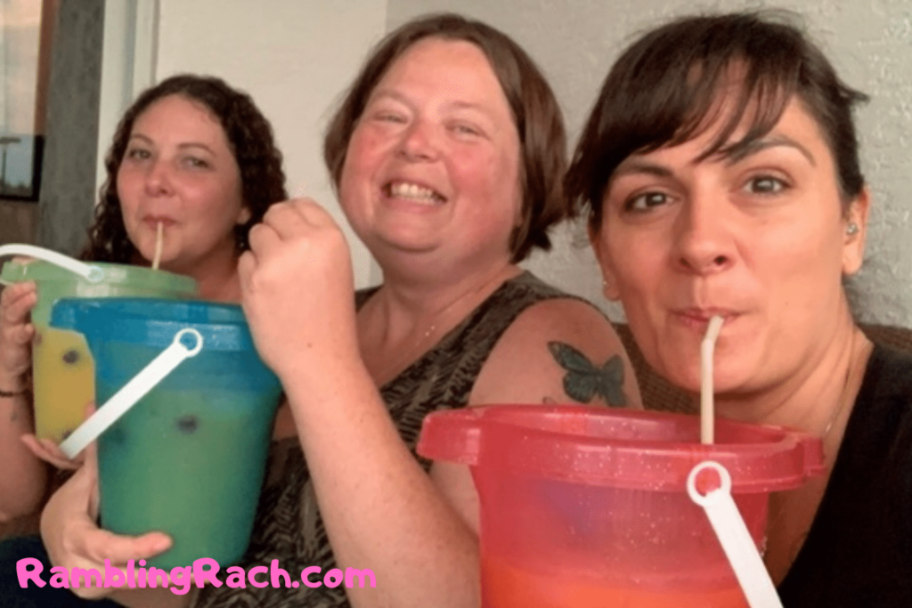 Adult slumber party with cocktail buckets