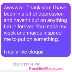 Rambling Rach blog reader asks for plus size fashion recommendations for Las Vegas trip because she's been inspired by my healing and bravery. I was honored because my own mental health has been low and I've been struggling with anxiety and depression. I told her Eloquii is my recommendation.