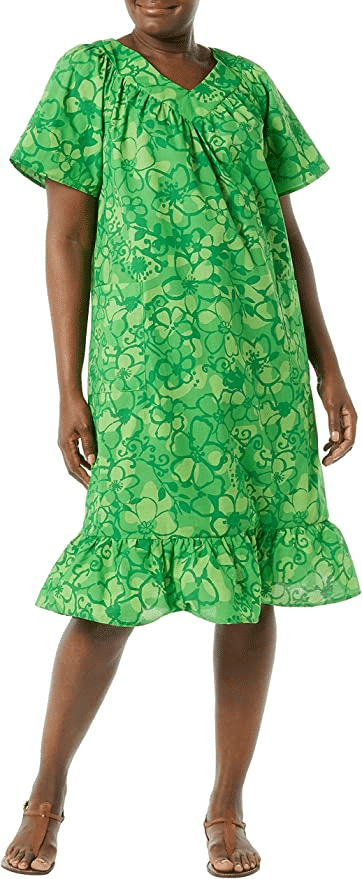 Ruffle casual green dress 